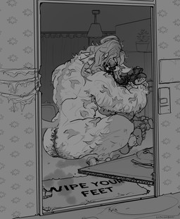 5_toes anthro bathroom blood bodily_fluids body_hair butt butt_hair ceiling_lamp claw_marks doormat doorway eating_meat fangs feet female gore hair implied_cannibalism lamp long_hair muscular muscular_arms muscular_thighs pawpads plant plant_pot potted_plant shower_curtain shower_rod solo teeth toes white_eyes ratkingbones mythology canid canine mammal mythological_canine mythological_creature werecanid werecanine werecreature werewolf absurd_res hi_res wallpaper