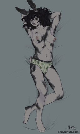 Rating: q
ID: 5739408
Date: 2025-07-28 03:37:36 -0400
Status: active
Score: 11
absurd_res andyfurfulz anthro bed black_hair bulge clothed clothing ear_piercing ear_ring english_text fur furniture gynomorph hair hands_behind_head hi_res intersex lagomorph leporid looking_at_viewer lying mammal markings mostly_nude multicolored_body navel navel_piercing nipple_piercing nipples on_back on_bed pattern_clothing piercing pinup pose rabbit ring_piercing scar signature simple_background smile solo spots spotted_body spotted_fur tail text two_tone_body underwear underwear_only url post #5739408
