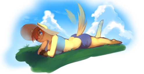 anthro bottomwear breasts butt cleavage clothed clothing crop_top female hat headgear headwear shirt shorts solo topwear kanel canid canine canis domestic_dog mammal digital_media_(artwork) full-length_portrait portrait source_request