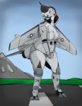 aircraft airplane anthro black_nose breasts clothed clothing f-4_phantom featureless_breasts female jet machine marines navel open_mouth outside panties sharp_teeth slightly_chubby solo standing teeth topless underwear vehicle vietnam noodlestoat aircraft_humanoid living_aircraft living_machine living_vehicle hi_res