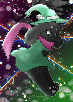 black_body black_fur clothing eyewear fur glasses hat headgear headwear heart_symbol male pawpads scarf solo blaketheflareon deltarune undertale_(series) ralsei bovid caprine darkner goat mammal 2018 digital_media_(artwork) hi_res
