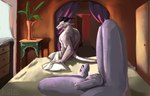 anthro dragon foreskin genitals hi_res long_tails male morning mythological_creature mythological_scalie mythology nous_(artist) nude penis scalie tail tasteful_nudity