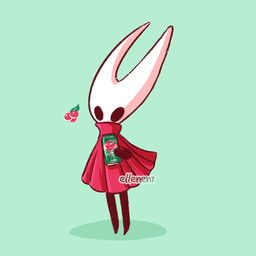 ambiguous_gender beverage_can black_legs can cloak cloak_only clothed clothing container green_background guarana_(fruit) holding_can holding_container holding_object red_cloak red_clothing shadow simple_background solo white_head ellenent guarana_antarctica hollow_knight_(franchise) team_cherry hornet_(hollow_knight) arthropod 1:1 2021 full-length_portrait portrait female_(lore)