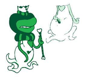 big_mouth_(anatomy) crown eyeless female genitals green_body headgear heart_symbol maebari not_furry presenting presenting_vulva simple_background solo staff vulva white_background white_body 4chan_anon unknown_artist deltarune undertale_(series) darkner hathy 2025