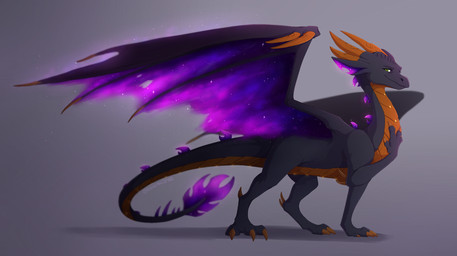 blue_eyes claws cosmic_wings feral green_eyes horn simple_background smile solo spines tail wings icelectricspyro european_mythology mythology dragon mythological_creature mythological_scalie scalie western_dragon 2019 hi_res