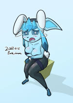 anthro blush breasts bunny_costume clothing costume embarrassed female open_mouth scut_tail short_tail solo tail punkydreamer nintendo pokemon eeveelution generation_4_pokemon glaceon pokemon_(species) animated hi_res no_sound short_playtime webm