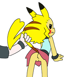 alternate_species anus black_eyes black_hair blonde_hair bottomwear brown_hair butt cleft_tail clothed clothing clothing_lift duo female female_focus genitals hair humanoidized no_underwear nude shirt simple_background skirt skirt_lift solo_focus surprised tail tail_grab tail_under_skirt topwear vulva white_background yellow_body yellow_skin praiz nintendo pokemon animal_humanoid generation_1_pokemon humanoid mammal pikachu pokemon_(species) rodent aliasing digital_media_(artwork) hi_res microsoft_paint_(artwork)