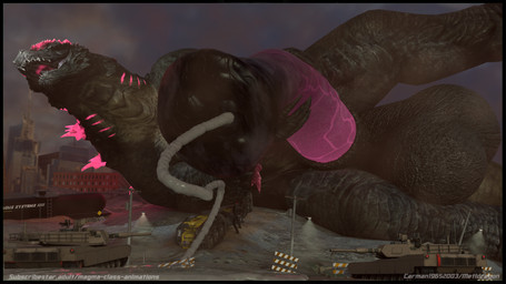 animal_genitalia animal_penis balls big_balls big_penis bodily_fluids cum cumshot ejaculation equine_genitalia equine_penis excessive_cum excessive_genital_fluids genital_fluids genitals glowing glowing_body glowing_genitalia glowing_penis huge_balls huge_penis hyper hyper_balls hyper_genitalia hyper_penis macro male masturbation orgasm penis solo carman19652003 godzilla_(series) toho godzilla kaiju monster reptile scalie 16:9 3d_(artwork) blender_(artwork) blender_cycles_(artwork) digital_media_(artwork) hi_res widescreen