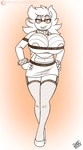 anthro areola big_breasts breasts clothed clothing collar eyewear female footwear glasses hair high_heels horn huge_breasts legwear looking_at_viewer non-mammal_breasts pumps secretary shoes simple_background smile solo spikes stockings drxii mario_bros nintendo secretary_koopa koopa reptile scalie digital_media_(artwork) hi_res