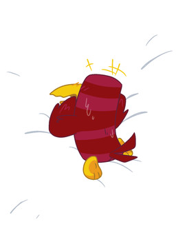 3_toes all_fours avian_butt beak bedding bedding_background blush bodily_fluids butt dakimakura feathers feet feral male nude open_mouth presenting presenting_hindquarters red_body red_feathers red_tail solo sweat tail toes yellow_beak pawplants wuppo denksnavel avian bird 2021 digital_media_(artwork) hi_res