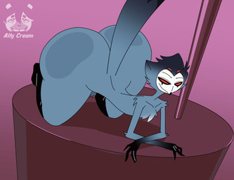 all_fours anthro ass_clapping big_butt blue_body blue_fur butt curvy_figure femboy fur genitals hair huge_butt male penis pole red_eyes short_hair simple_background solo stripper_pole twerking voluptuous voluptuous_anthro voluptuous_male wide_hipped_anthro wide_hipped_male wide_hips ally_cream hellaverse helluva_boss stolas_(helluva_boss) avian bird goetia owl owl_demon 2d_animation animated frame_by_frame hi_res