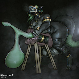 accessory animal_genitalia animal_penis anthro balls big_balls big_breasts big_nipples big_penis bodily_fluids bone breasts breeding_mount canine_genitalia canine_penis cock_ring colored_cum condom cum filled_condom genital_fluids genitals green_cum green_eyes gynomorph huge_balls huge_breasts huge_nipples huge_penis hyper hyper_balls hyper_genitalia hyper_penis intersex jewelry nipple_plugs nipples penis penis_accessory penis_jewelry piercing plug_(sex_toy) sex_toy sexual_barrier_device skull skull_head slightly_chubby slightly_chubby_gynomorph slightly_chubby_intersex solo sweat thick_thighs unusual_bodily_fluids unusual_cum unusual_genital_fluids vein veiny_penis lowndrawthing nadilya_(heliocintrini) canid canine canis mammal monster skulldog_(species) 1:1 2025 hi_res