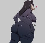 anthro big_breasts big_butt black_body black_hair bone breasts butt curvy_figure female hair heart_symbol huge_butt overweight overweight_anthro overweight_female rear_view side_boob skull skull_head solo voluptuous veskorart scp_foundation scp-1471-a canid malo mammal absurd_res hi_res portrait three-quarter_portrait