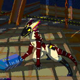 5_fingers abandoned_building ambiguous_gender anthro barricade_tape brick brick_wall chain chevron_(marking) claws container countershading detailed_background featureless_chest featureless_crotch featureless_feet feet fingers floor front_view fur holding_object inside interior_background kneeling leaning leaning_forward looking_at_viewer markings metallic_body nude on_one_knee pipe red_body red_fur robotic_legs rust screen screen_face solo striped_markings stripes symbol tail tan_body tan_countershading tan_fur tile tile_floor wall_(structure) yellow_eyes tiena ranahi_(tiena) primagen 1:1 2026 constructed_language digital_media_(artwork) fictional_language full-length_portrait pixel_(artwork) portrait shaded signature