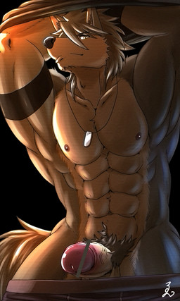 abs anthro black_nose bottomwear bottomwear_down censor_bar clothed clothing countershade_face countershade_torso countershading dog_tags erection fur genitals glans grey_body grey_fur grey_hair hair looking_at_viewer male multicolored_body multicolored_fur muscular muscular_anthro muscular_male nipples pants pants_down partially_clothed penis pink_glans pubes solo tail two_tone_body two_tone_fur undressing vein veiny_penis run_aki morenatsu kouya_aotsuki canid canine canis domestic_dog husky mammal nordic_sled_dog spitz 2026 3:5 absurd_res hi_res