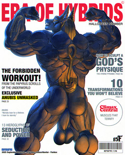 accessory anthro anus back_muscles backsack balls biceps big_balls big_butt big_muscles butt butt_focus casual_nudity clothing egyptian egyptian_clothing egyptian_headdress erect_tail feathers flexing flexing_bicep flexing_muscles fur genitals gesture glowing glowing_eyes gold_(metal) gold_eyeshadow gold_jewelry gold_tattoo hair hairless hand_gesture huge_muscles jewelry looking_at_viewer looking_back magazine magazine_title male muscular muscular_anthro muscular_male nude nude_anthro nude_male perineum piercing ponytail rear_view saggy_balls simple_background smile solo tail text tusks vein hotsatyr egyptian_mythology middle_eastern_mythology mythology anubis anubian_jackal canid canine canis deity jackal mammal mythological_canine mythological_creature werecanid werecanine werecreature cover digital_media_(artwork) english_text magazine_cover