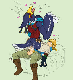 anal anal_penetration anthro anthro_penetrated balls beak big_penis blonde_hair bodily_fluids butt clothed clothing cowgirl_position cum cum_in_ass cum_inside cum_on_butt cum_on_penis duo erection feathers from_front_position genital_fluids genitals hair heart_symbol humanoid_genitalia humanoid_on_anthro humanoid_penetrating humanoid_penetrating_anthro humanoid_penis humanoid_pointy_ears larger_penetrated larger_sub looking_pleasured male male/male male_on_bottom male_on_top male_penetrated male_penetrating male_penetrating_male on_bottom on_top open_mouth partially_clothed penetration penis pointy_ears power_bottom sex simple_background size_difference smile straddling submissive sweat tongue tongue_out daftpatriot third-party_edit breath_of_the_wild nintendo the_legend_of_zelda link revali avian bird elf humanoid hylian mammal rito color_edit colored