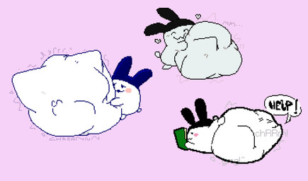 :3 ambiguous_gender ambiguous_pred ass_up belly belly_hug belly_on_ground belly_squish big_belly big_ears biped black_ears black_text bloated blue_ears blush blush_lines book calling_for_help cheek_blush cheek_spots churn closed_smile dialogue digestion digestion_noises empty_eyes exclamation_point eyes_closed face_imprint face_on_belly featureless_arms feet fully_inside grey_text group gurgle_(sound_effect) half-closed_eyes hand_on_belly hand_on_own_belly happy heart_reaction heart_symbol hearts_around_head holding_book holding_object huge_belly hugging_own_belly hyper hyper_belly imprint long_ears looking_at_belly looking_at_own_belly looking_at_self looking_back looking_back_at_belly looking_back_at_self lying lying_on_ground monotone_arms monotone_background monotone_belly monotone_face monotone_feet motion_lines mouth_closed muffled multiple_pred narrowed_eyes noseless on_front on_ground open_mouth open_smile pink_background pink_cheeks reading reading_book resting_on_belly rumbling_stomach same_size_vore satisfied scut_tail short_arms short_legs short_tail side_view simple_background size_difference small_feet smaller_ambiguous smaller_pred smile smiling_eyes smug soft_vore sound_effects squish standing struggling struggling_prey tail text trio unseen_prey unwilling_prey vore vowelless vowelless_sound_effect vowelless_vocalization white_arms white_belly white_body white_face white_feet white_tail willing_pred meatcanister tamagotchi lagomorph leporid mammal mimitchi tamagotchi_(species) 2026 digital_media_(artwork) english_description english_text full-length_portrait hi_res pixel_(artwork) portrait female_(lore)