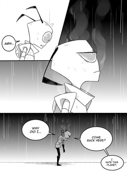 antennae_(anatomy) bald boots clothed clothing dialogue footwear frown male not_furry pak raining shoes solo speech_bubble text topwear inimoose invader_zim nickelodeon zim_(invader_zim) alien alien_humanoid humanoid irken comic digital_media_(artwork) english_text hi_res monochrome