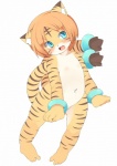 anthro blue_eyes female hair nipples nude orange_hair solo standing stripes tail young young_anthro young_female akitaka shinrabanshou kotorahime_neneko felid mammal pantherine tiger