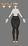 4_toes 5_fingers :< anthro biped black_clothing black_legwear black_pantyhose breasts camel_toe cheek_tuft clothed clothed_anthro clothed_female clothing cross_pupils facial_markings facial_tuft featureless_breasts feet female female_anthro fingers forehead_markings front_view fur grey_background grey_hair hair head_markings humanoid_hands kemono legwear looking_at_viewer markings mouth_closed multicolored_body orange_body pantyhose red_eyes short_hair simple_background solo standing straight_arms straight_legs striped_arms striped_legs stripes toes topless topless_anthro topless_female translucent translucent_clothing translucent_legwear translucent_pantyhose tuft white_body white_breasts white_fur white_inner_ear white_toes kambo petra_(kambo) felid mammal pantherine tiger 2022 absurd_res digital_media_(artwork) full-length_portrait headshot_portrait hi_res korean_description multiple_images portrait