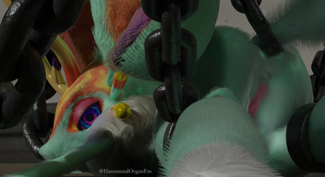 anthro bound chain chained female genitals solo vulva hammondorganfm kirby_(series) kirby_and_the_forgotten_land nintendo fecto_elfilis chinchilla chinchillid mammal rodent starling_(kirby) 3d_(artwork) digital_media_(artwork) hi_res