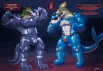 abs anthro barazoku biceps big_muscles biped black_body blue_body bulge clothing drone duo ear_piercing ear_ring fingers gas_mask goo_transformation horn hypnosis latex lock_bulge lock_symbol male mask mind_control muscular muscular_anthro muscular_male open_mouth pecs piercing ring_piercing ringed_eyes skinsuit species_transformation speech_bubble spiral submissive submissive_anthro suit_transformation tail text tight_clothing transformation visor yellow_eyes glaucablitz mythology nintendo pokemon akanos cetacean dragon fish generation_2_pokemon generation_3_pokemon goo_creature kyogre legendary_pokemon lugia mammal marine mythological_creature mythological_scalie pokemon_(species) scalie shadow_lugia shadow_pokemon shark 2025 digital_media_(artwork) english_text hi_res