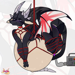 anthro bdsm belly big_belly black_body bondage bound embarrassed femboy fur genitals hose hose_inflation huge_belly hyper hyper_belly imperial_japanese_flag inflation liquid_inflation male penis pump purple_eyes purple_penis questionable_consent solo suspension suspension_bondage tan_belly tan_chest ambershark mythology jiekyu_ryuushinzou dragon furred_dragon furred_scalie mythological_creature mythological_scalie scalie 1:1 hi_res