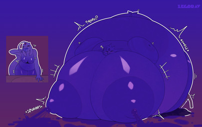3_eyes anthro areola areola_slip belly berry_juice beverage big_belly big_breasts blue_body blueberry_inflation blueberry_juice bodily_fluids breasts expansion huge_belly huge_breasts hyper hyper_belly hyper_breasts inflation juice_(beverage) lactating multi_eye orange_eyes pink_body purple_body purple_eyes text white_body zegorav juicy_july zeg_(zegorav) 2026 absurd_res artist_name colored digital_media_(artwork) english_text hi_res sequence shaded