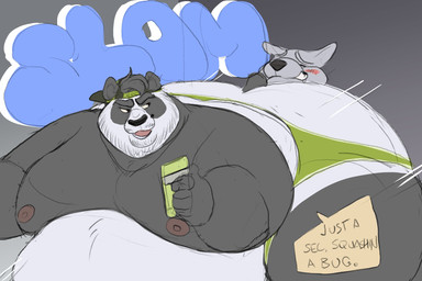 against_surface against_wall ambiguous_gender anthro backwards_baseball_cap backwards_hat baseball_cap beard belly bent_over big_belly big_butt big_moobs blush butt butt_crush butt_smother clothed clothing degradation dominant dominant_male double_chin duo electronics facial_hair furrowed_brow green_clothing green_jockstrap green_underwear hair hat headgear headwear holding_object holding_phone huge_butt huge_moobs jockstrap looking_back male male/ambiguous moobs morbidly_obese morbidly_obese_male nipples obese obese_male onomatopoeia overweight overweight_dom overweight_male phone size_difference slam smothering sound_effects text topless topless_male underwear crispyporkboi panda_(crispyporkboi) ych_(character) bear giant_panda mammal english_text hi_res