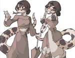 anthro brown_hair clothed clothing dress fangs female forked_tongue fully_clothed hair hand_fan long_tail looking_at_viewer open_mouth simple_background solo tail teeth tongue tongue_out umbrella white_background hhonchkrow234 pit_viper reptile scalie snake viper hi_res