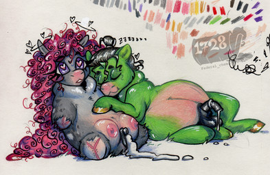 4_missing_limbs after_sex amputee animal_genitalia animal_penis areola balls black_balls black_clitoris black_mane black_penis black_vulva bodily_fluids clitoris color_swatch crotch_breasts cuddling cum cum_drip cum_from_vagina cum_in_vagina cum_inside curly_mane disability dripping duo equine_genitalia equine_penis erect_clitoris eyelashes eyes_closed female female_feral feral fucked_silly fur genital_fluids genitals green_body green_fur grey_body grey_fur half-erect heart_eyes heart_symbol hooves horn male male/female male_feral mane medial_ring nipples penis pink_areola pink_mane pink_nipples pink_scar pink_tail purple_eyes quadruple_amputee red_mane red_tail romantic scar simple_background sleeping sound_effects stump_scar tail teats unguligrade vowelless vowelless_sound_effect vulva white_background yellow_hooves zzz ed_mortis fluffy_pony mythology gwendolyn_(biorb_mcbiorb) oingo_(biorb_mcbiorb) equid equine fluffy_pony_(species) mammal mythological_creature mythological_equine unicorn 2022 colored_pencil_(artwork) shaded traditional_media_(artwork) watermark