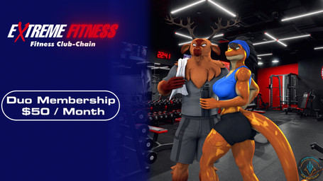 5_fingers abs advertisement anthro athletic_wear banner black_hair bottomwear brown_horn clothed clothed_anthro clothed_female clothed_male clothing duo female fingers fitness fur glowing gym gym_bottomwear gym_shorts hair horn humanoid_hands inside male multicolored_body multicolored_fur muscular muscular_anthro muscular_female orange_body orange_scales orange_skin red_body red_fur scales shirt short_hair shorts text topwear towel yellow_body yellow_fur xpasha122x petruz_(modeler) lizard_(petruz) reindeer_(petruz) deer lizard mammal new_world_deer reindeer reptile scalie 16:9 3d_(artwork) 4k absurd_res digital_media_(artwork) english_text hi_res widescreen