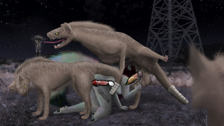 all_fours ambiguous_penetration animal_genitalia animal_penis anthro anthro_on_feral anthro_penetrated ass_to_ass barbed_canine_penis bestiality black_nose black_pawpads black_penis black_tongue bodily_fluids breasts canine_genitalia canine_penis cum cum_inside dipstick_tail drinking drinking_urine face_mounting fangs feet fellatio feral feral_penetrating feral_penetrating_anthro feral_penetrating_herm forked_tongue fur genital_fluids genitals group hair herm herm/male herm_penetrated humanoid_feet humanoid_hands hybrid_genitalia hybrid_penis internal intersex intersex/male intersex_penetrated invisible iridescent_fur knotting leaking_precum male male_penetrating male_penetrating_herm male_penetrating_intersex markings new_vegas oral oral_penetration pawpads peeing peeing_in_mouth peeing_inside penetration penile penile_spines penis pink_penis plantigrade pointy_ears precum precum_on_ground prick_ears pupils raised_leg rattle_(anatomy) red_hair red_penis scales sex slit_pupils spitroast tail tail_markings tan_body tan_fur teeth tongue tongue_out tongue_out_fellatio urine urine_in_mouth vein veiny_penis watersports vixx fallout microsoft vixx_(character) canid canine fox mammal night_stalker_(fallout) 16:9 4k absurd_res digital_media_(artwork) digital_painting_(artwork) hi_res painting_(artwork) widescreen