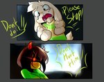 2019 ambiguous_gender anthro asriel_dreemurr bodily_fluids boss_monster_(undertale) bovid caprine clothed clothing comic crying deltarune dialogue digital_media_(artwork) duo english_text fur horn human kris_(deltarune) male mammal psibunny shaded tears text undertale undertale_(series) white_body white_fur yellow_body yellow_skin young