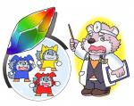 anthro blush clothed clothing doctor fur group humanoid_hands male parody pink_body pink_fur tongue tongue_out star_parlor dr._mario lifewonders mario_bros nintendo tokyo_afterschool_summoners hati_(tas) jambavan_(tas) bear canid canine canis mammal wolf 2017