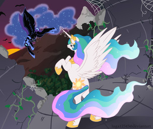 amazing_background battle black_body black_feathers cutie_mark detailed_background duo feathered_wings feathers female feral horn princess royalty sunset tail toony white_body white_feathers wings luga12345 friendship_is_magic hasbro my_little_pony mythology nightmare_moon_(mlp) princess_celestia_(mlp) equid equine mammal mythological_creature mythological_equine winged_unicorn detailed sibling_(lore) sister_(lore) sisters_(lore)