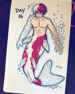 blue_eyes grey_eyes hair heterochromia ice male multicolored_hair muscular muscular_male pale_skin red_body red_hair red_scales scales solo split_form two_tone_hair two_tone_tail white_body white_hair white_scales kiyomi-chan16 mermay my_hero_academia todoroki_shouto amur_carp aquatic carp cyprinid cypriniform fish humanoid_merfolk koi koi_merfolk merfolk typical_carp 2019 4:5 traditional_media_(artwork)