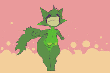 anthro belly big_butt breasts butt drunk ear_piercing female genitals green_body grin nipples piercing puffy_nipples shortstack shortstack_female smile solo spiral spiral_eyes substance_intoxication vulva wide_hips kay8 canid canine fox mammal 2025 3:2 absurd_res hi_res