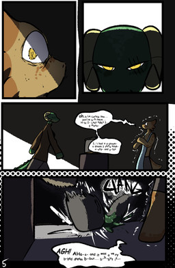 anthro clothed clothing dialogue duo female horn male shaking simple_background speech_bubble tail text trembling yellow_eyes brradett lernie_(brradett) tim_(brradett) scalie absurd_res colored comic digital_media_(artwork) english_text hi_res