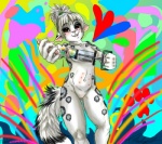 anthro biped breasts drugs female foreshortening fur genitals hair leopard_spots looking_at_viewer multi_nipple navel nipples nude open_mouth psychedelic pussy rainbow red_eyes short_hair solo spots standing syringe tail taste_the_rainbow topknot what white_body white_fur white_hair mushicrosshairs mushi_makino felid leopard mammal pantherine snow_leopard 2009 colorful_theme