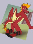 all_fours anthro black_clothing black_footwear black_socks clothing fangs footwear freckles looking_back male outside red_body red_clothing red_footwear red_socks shadow sock_fetish socks solo teeth wings aaron_amethyst friendship_is_magic hasbro my_little_pony mythology garble_(mlp) dragon mythological_creature mythological_scalie scalie 3:4 absurd_res hi_res