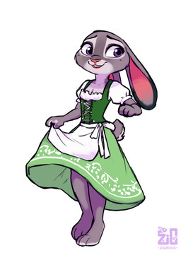 anthro clothed clothed_anthro clothed_female clothing clothing_lift dipstick_ears dipstick_tail dress dress_lift drooped_ears ear_markings female markings multicolored_clothing multicolored_dress multicolored_ears raised_clothing raised_dress raised_leg solo tail tail_markings zigrock001 disney zootopia judy_hopps european_rabbit lagomorph leporid mammal oryctolagus rabbit absurd_res hi_res