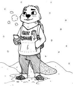 3_toes anthro backpack beaver_tail blush bottomwear breath buckteeth cellphone claws clothing electronics feet foot_wraps hand_in_pocket holding_cellphone holding_object holding_phone hoodie male pants pattern_bottomwear pattern_clothing pattern_pants phone pockets question_mark simple_background smartphone snow snowing solo striped_bottomwear striped_clothing striped_pants stripes teeth text text_on_clothing text_on_hoodie text_on_topwear toe_claws toes topwear white_background wraps labjer beaver mammal rodent 2016 black_and_white english_text graphite_(artwork) monochrome traditional_media_(artwork)
