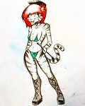 anthro bikini boots clothing dominant dominant_female dominatrix female footwear shoes solo stripes swimwear two-piece_swimsuit onoteefs felid feline mammal pantherine tiger 4:5 absurd_res hi_res