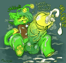 antennae_(anatomy) anthro balls big_balls big_butt big_penis bodily_fluids bubble_butt butt clothed clothing collar cum dialogue drooling ejaculation eyebrows feet fluffy genital_fluids genitals glistening glistening_balls glistening_genitalia glowing glowing_genitalia glowing_penis green_body green_hair grunting hair huge_balls huge_butt huge_penis huge_thighs hyper hyper_genitalia hyper_penis male moan multicolored_penis musk musk_cloud musky_balls musky_penis onomatopoeia partially_clothed penis saliva silly simple_background solo sound_effects steam tail text thick_thighs throbbing throbbing_penis vein veiny_balls veiny_penis wide_hips wobbling marpypawz roblox gnarpystar_(marpypawz) alien domestic_cat felid feline felis gnarpian hybrid mammal robloxian 2025 english_text hi_res