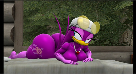 anthro beak big_breasts big_butt breasts butt eyewear eyewear_on_head feet female glasses glasses_on_head lying nude on_front purple_body smile solo tail sarah_dellen sega sonic_riders sonic_the_hedgehog_(series) wave_the_swallow avian bird hirundinid oscine passerine swallow_(bird) 3d_(artwork) digital_media_(artwork) source_filmmaker_(artwork)