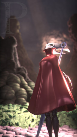 anthro arthropod_abdomen black_body black_eyes blurred_background breasts cave cloak clothed clothing compound_eyes female horn melee_weapon plant polearm shrub solo spear weapon white_head white_horn peterlangtonsfm ghost0fonyx_(modeler) hollow_knight_(franchise) team_cherry hornet_(hollow_knight) arthropod humanoid 2023 3d_(artwork) 9:16 digital_media_(artwork) hi_res