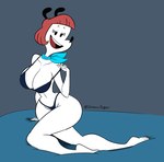 5_fingers anthro breasts female fingers hair open_mouth red_hair solo teeth tongue white_body dynamictrigger22 disney mickey_mouse_shorts erica_(disney) canid canine canis domestic_dog mammal 2019 absurd_res hi_res