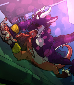 anthro anthro_on_anthro blush brown_hair butt duo eyes_closed french_kissing fur hair horn kissing male male/male male_anthro nude orange_body orange_fur orange_tail outside purple_body purple_fur purple_hair purple_tail short_hair standing tail white_body white_fur white_horn white_tail 0ct0m0n0 mythology dragon furred_dragon furred_scalie mythological_creature mythological_scalie scalie hi_res